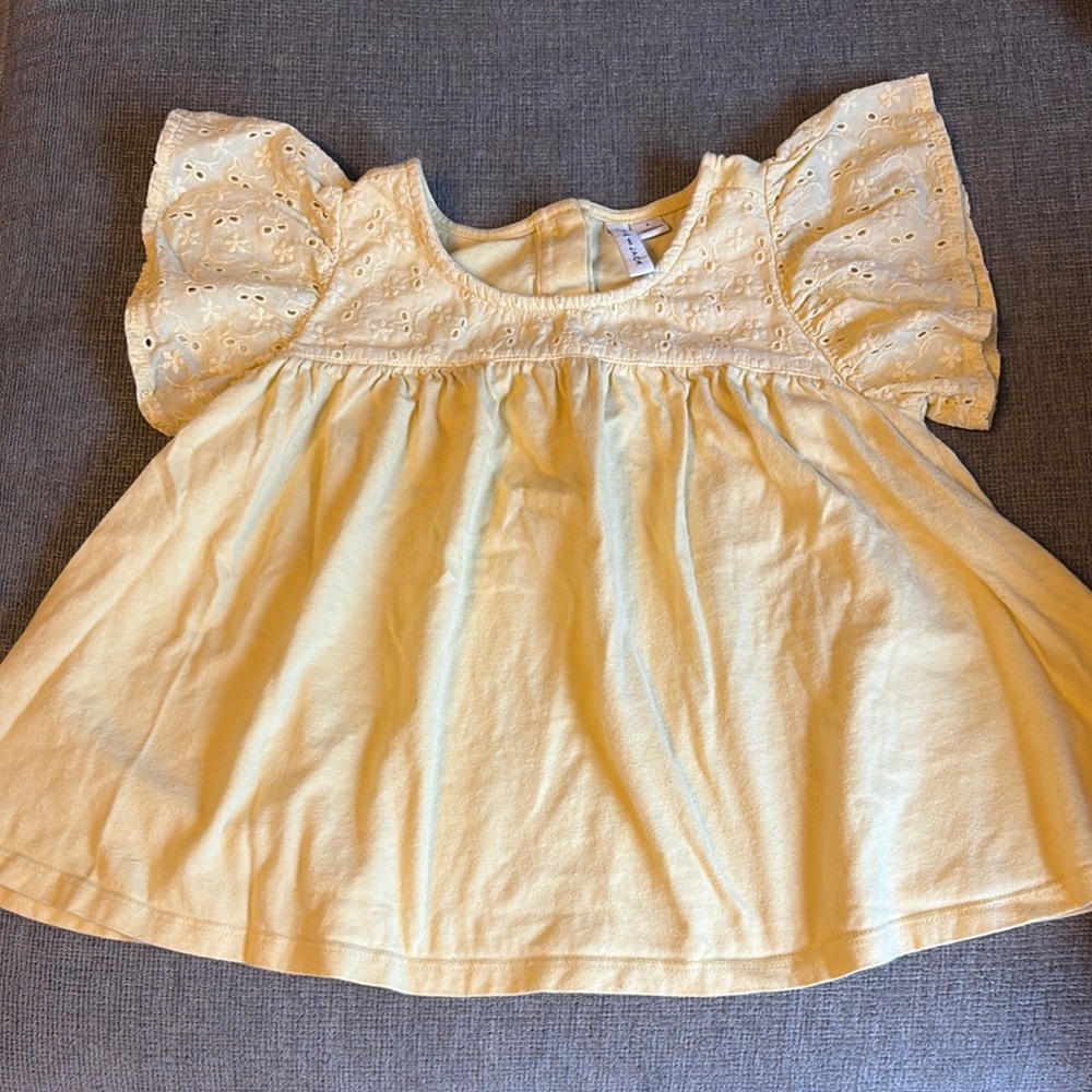 Janie and Jack  Eyelet Yellow Flutter Sleeve Top